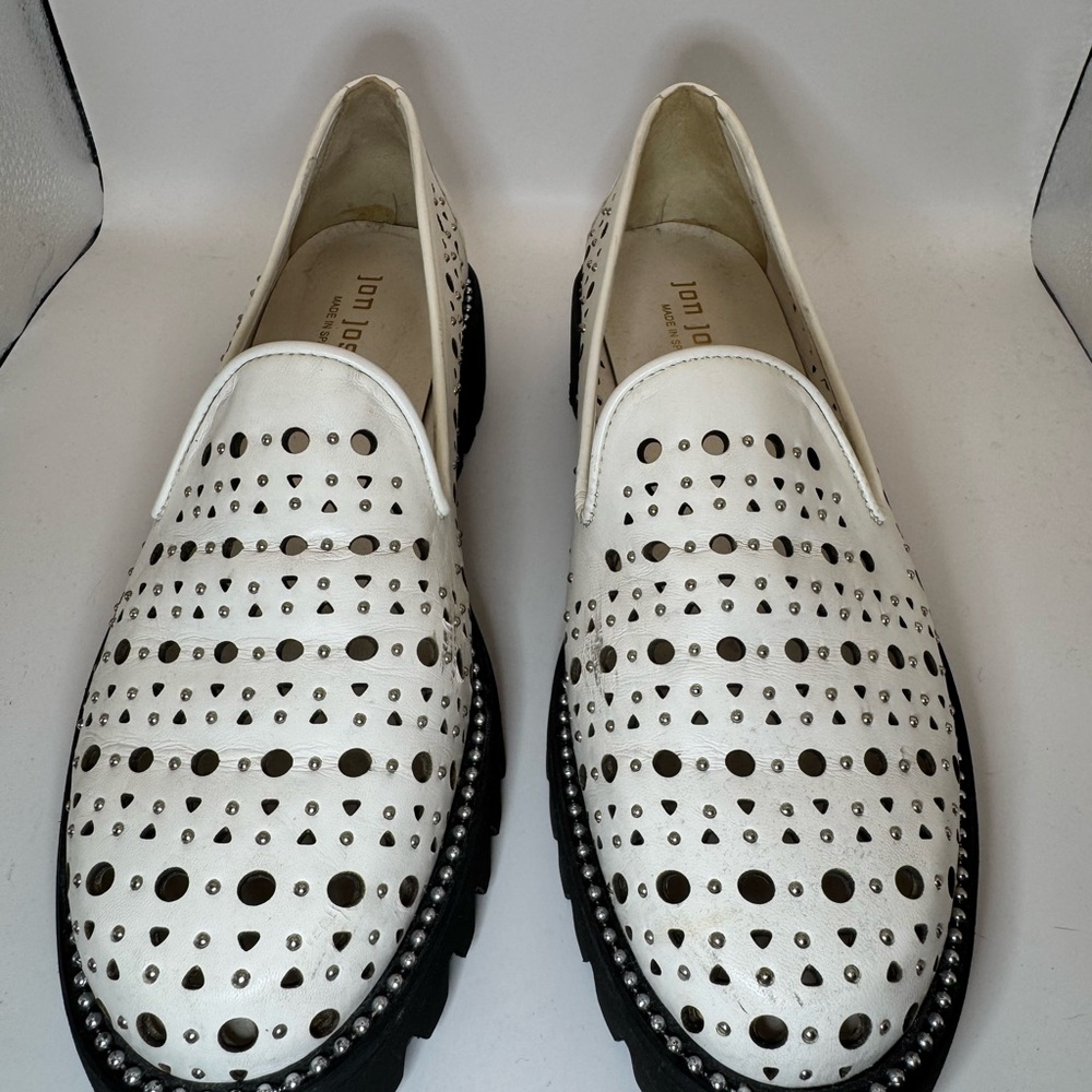 Elegant White Perforated Women's Loafers
